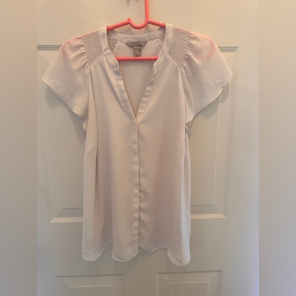 H&M Cream Blouse with Short Sleeves
